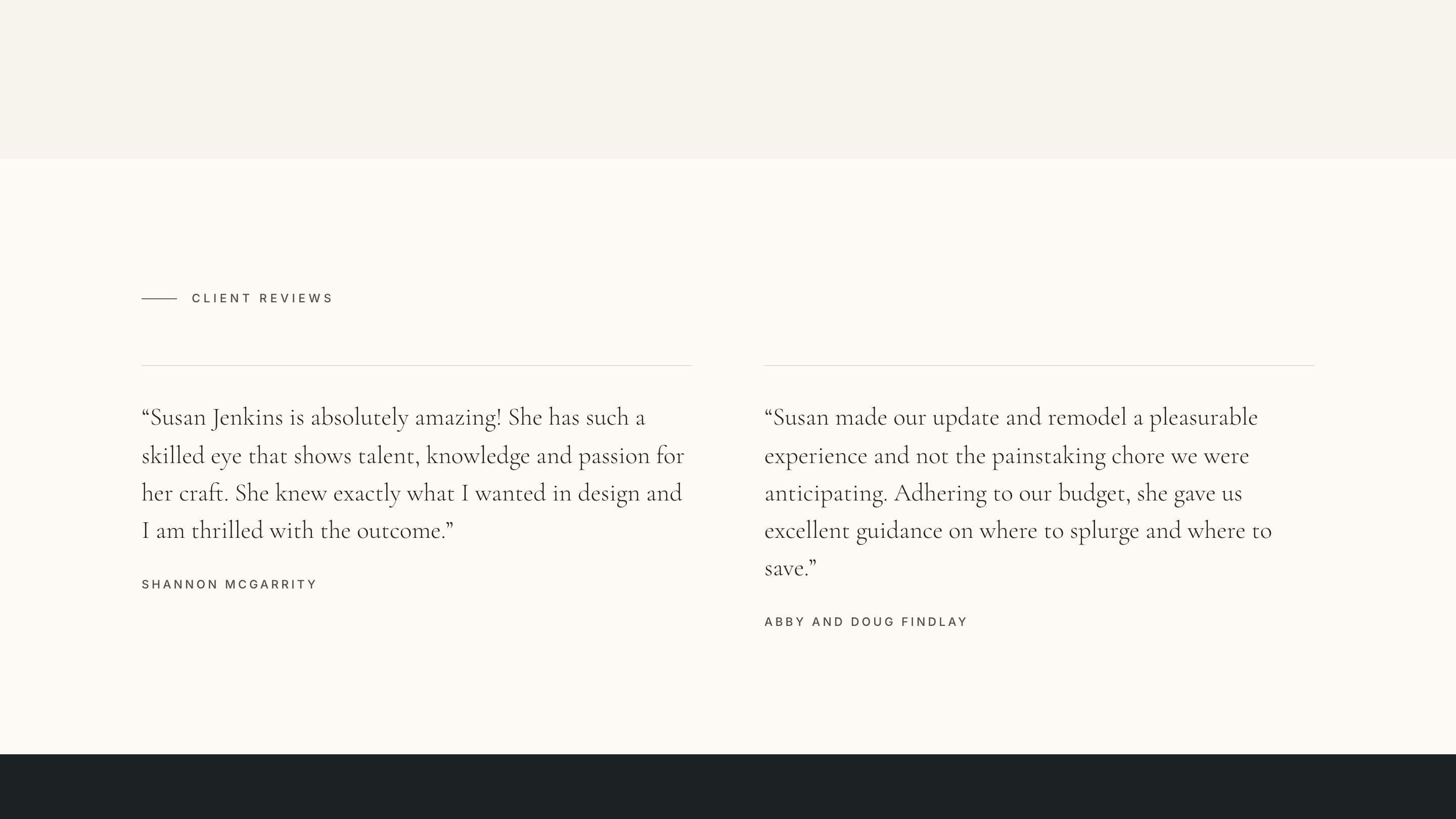 The reviews section of the new homepage