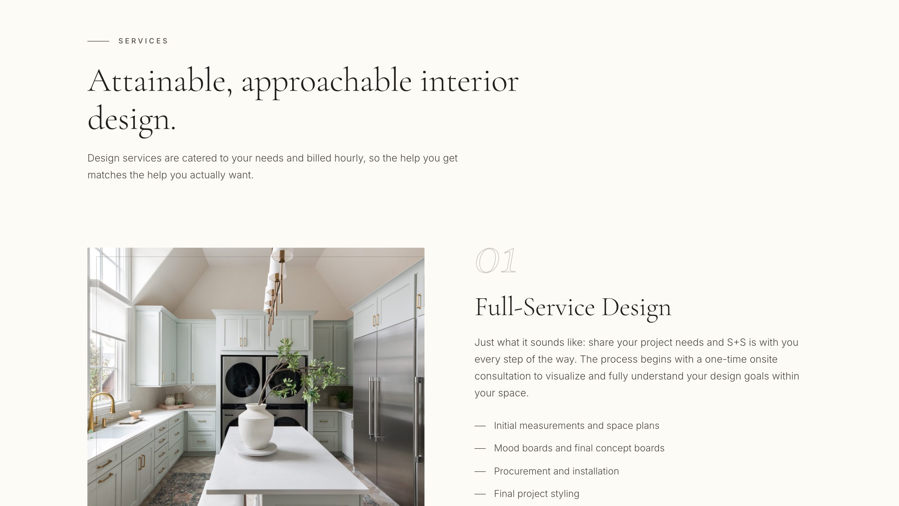 The services section of the new homepage